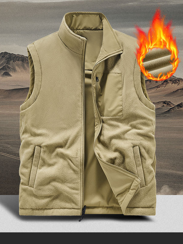ECG Cross  Jesus God Christian Reversible Outdoor Fleece-Lined Multi-Pocket Vest