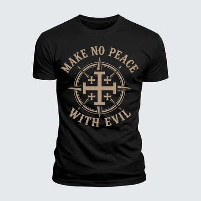 Luxe Mercerized Cotton Tee - Make No Peace with Evil Jerusalem Cross