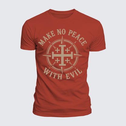 Luxe Mercerized Cotton Tee - Make No Peace with Evil Jerusalem Cross