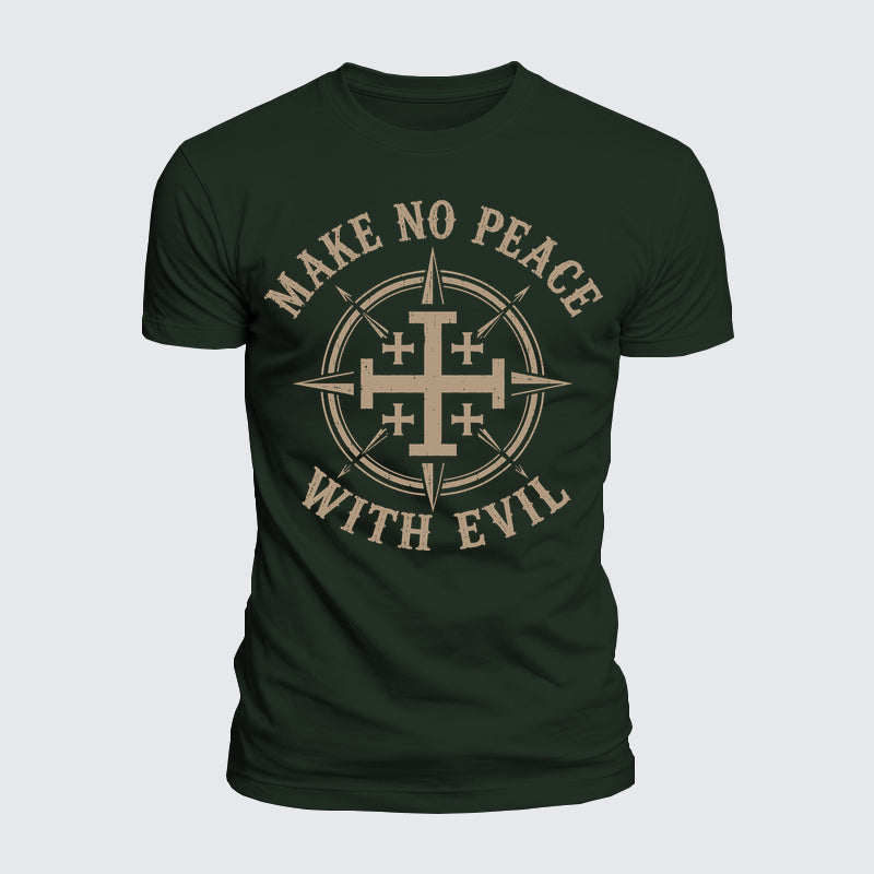 Luxe Mercerized Cotton Tee - Make No Peace with Evil Jerusalem Cross