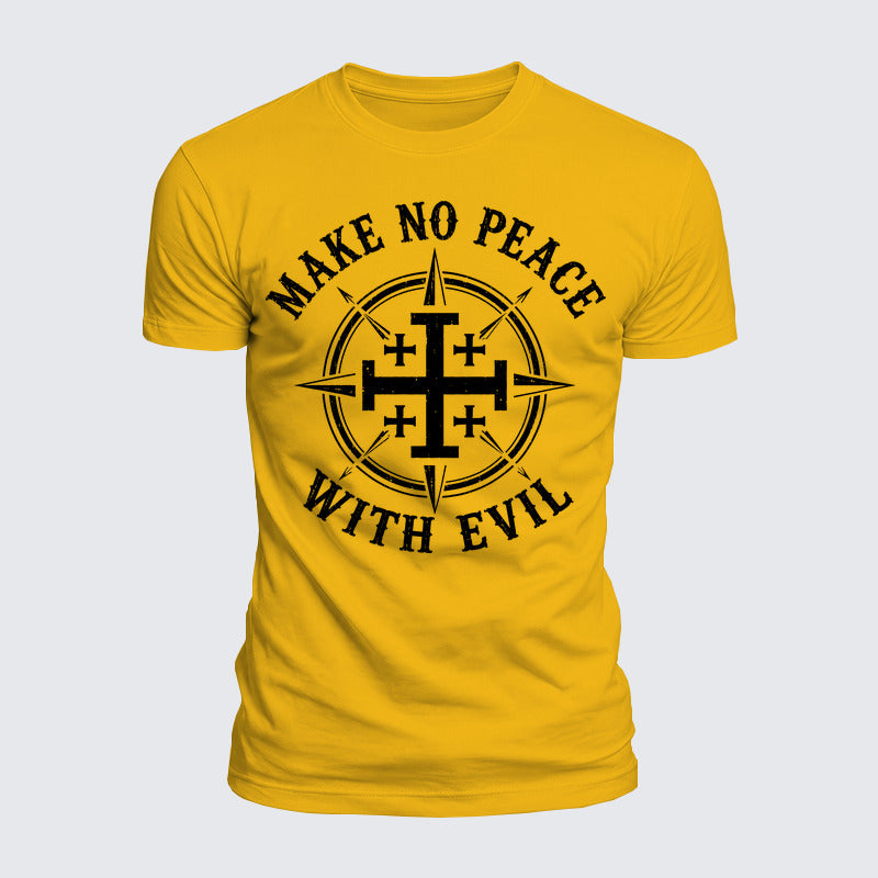 Luxe Mercerized Cotton Tee - Make No Peace with Evil Jerusalem Cross