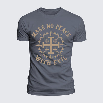 Luxe Mercerized Cotton Tee - Make No Peace with Evil Jerusalem Cross