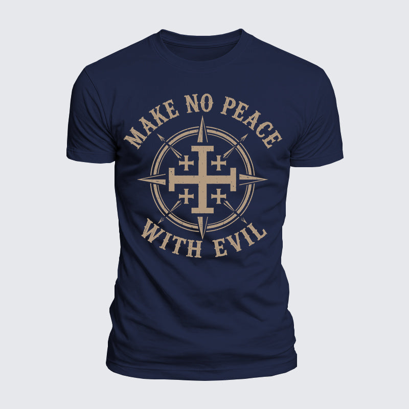 Luxe Mercerized Cotton Tee - Make No Peace with Evil Jerusalem Cross