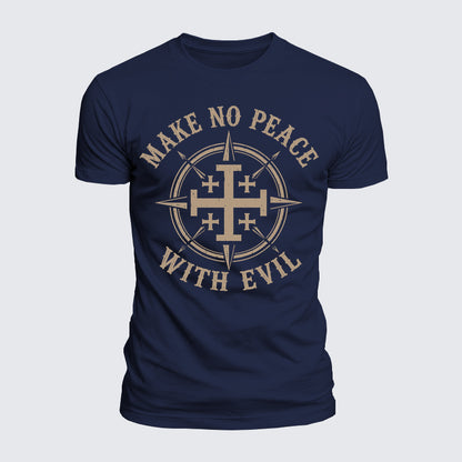 Luxe Mercerized Cotton Tee - Make No Peace with Evil Jerusalem Cross