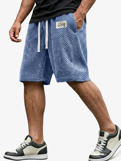 Men's Casual Loose Shorts Textured Embroidered Logo Everyday Wear