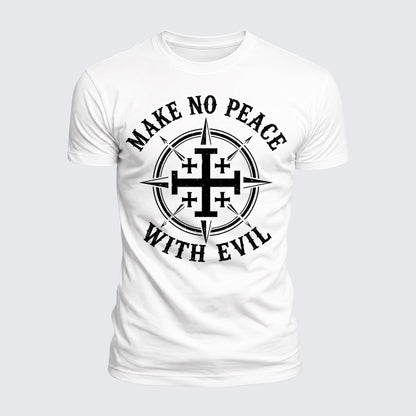 Luxe Mercerized Cotton Tee - Make No Peace with Evil Jerusalem Cross