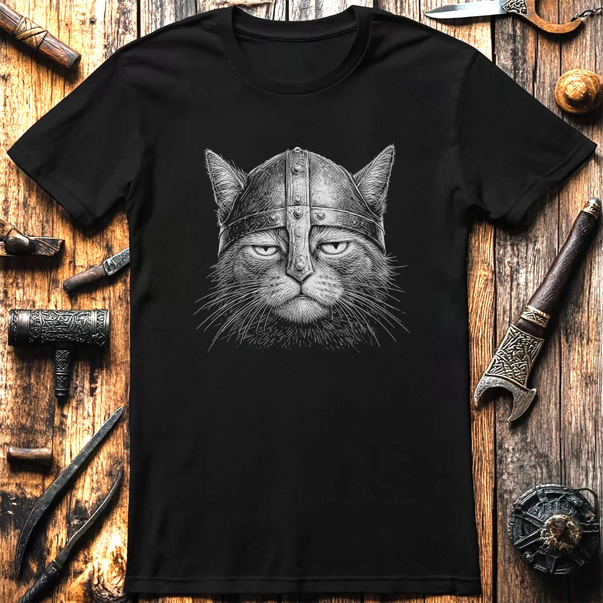 CAT-VIKING-HEAD-044 T-Shirt US