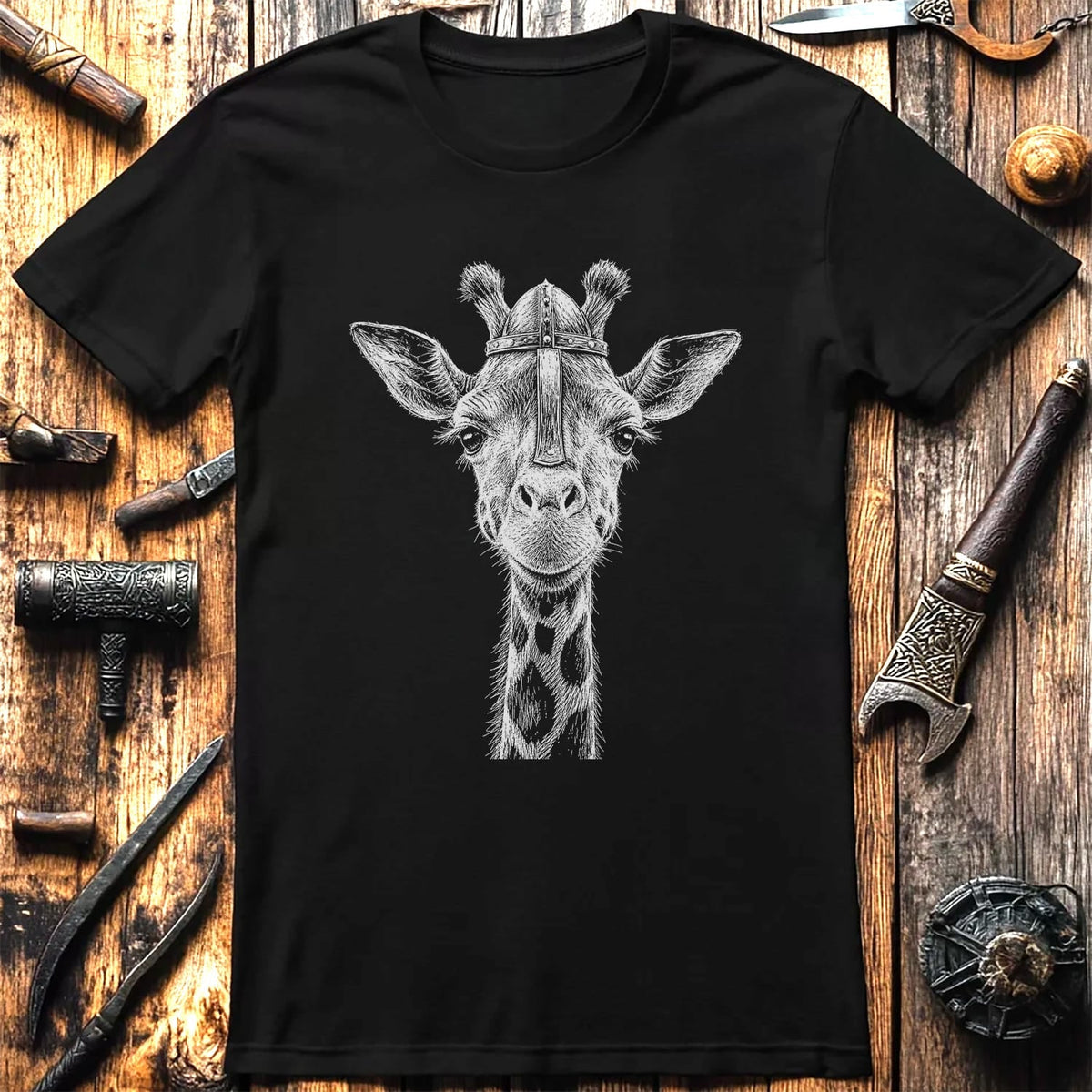 GIRAFFE-VIKING-HEAD-044 T-Shirt US
