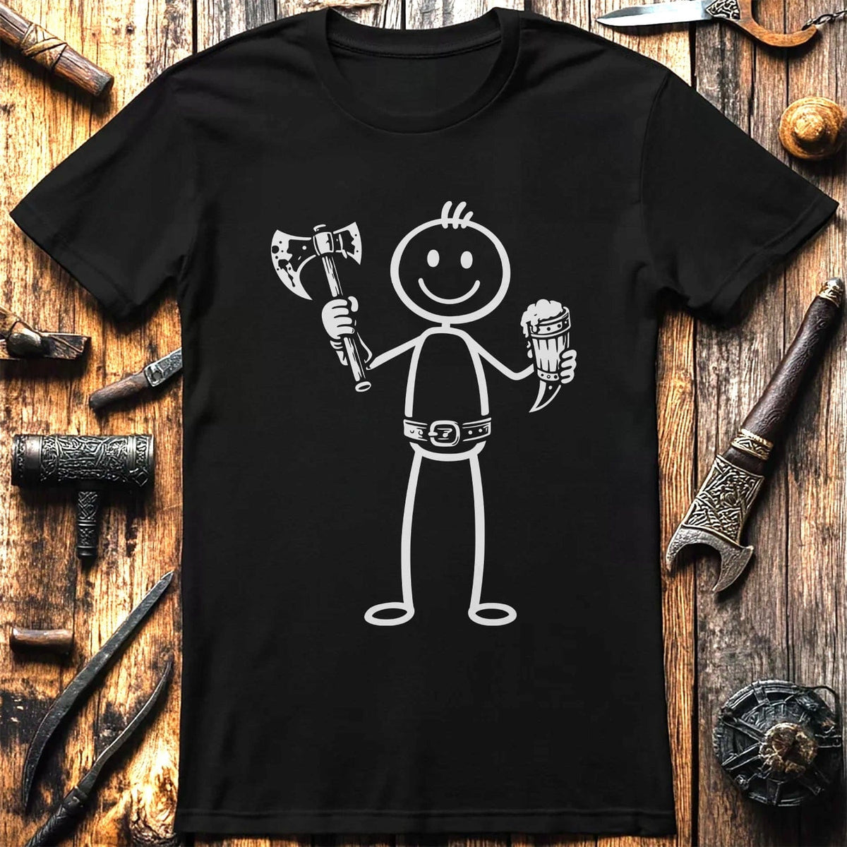 HAPPY VIKING STICK MAN 026 T Shirt US