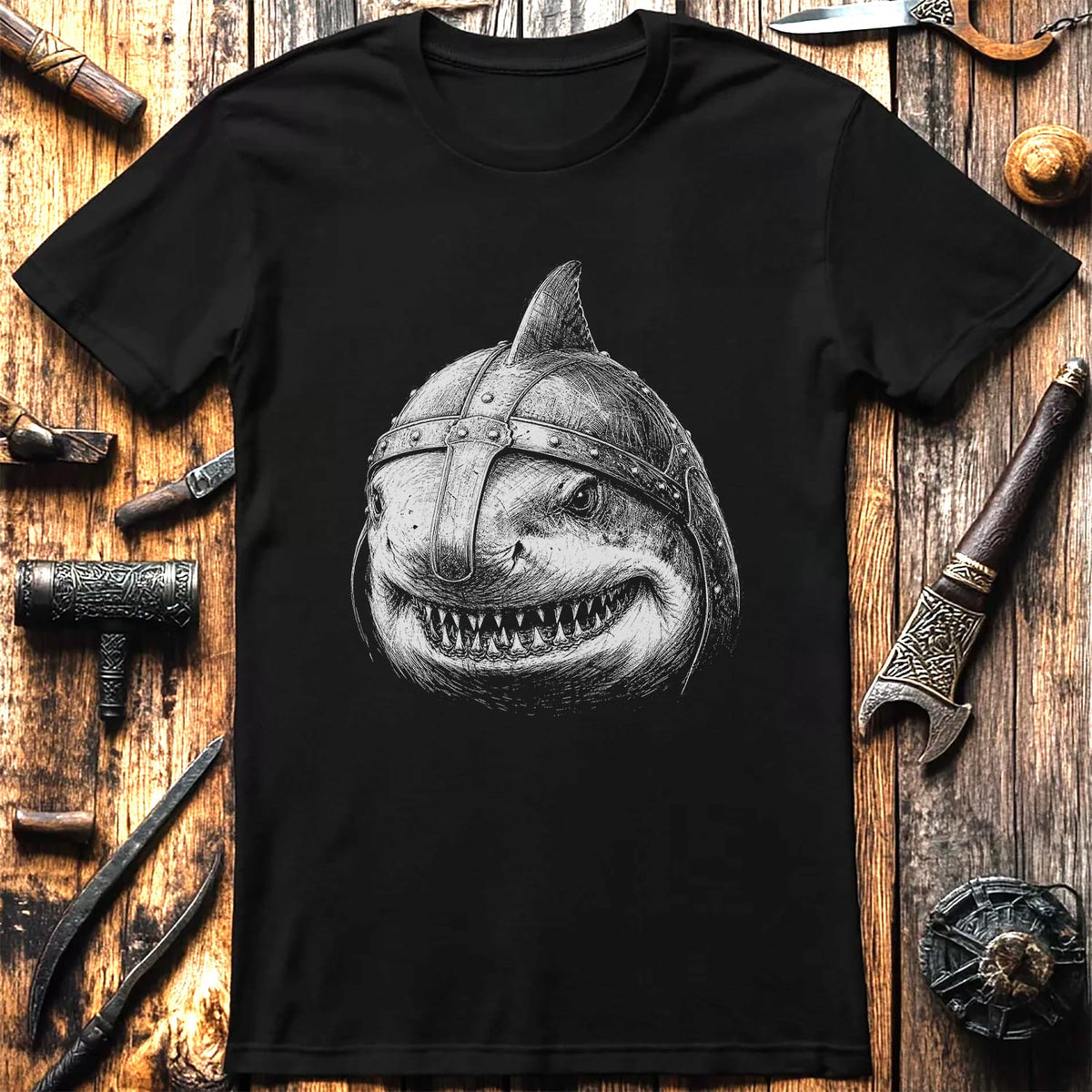 SHARK-VIKING-HEAD-044 T-Shirt US