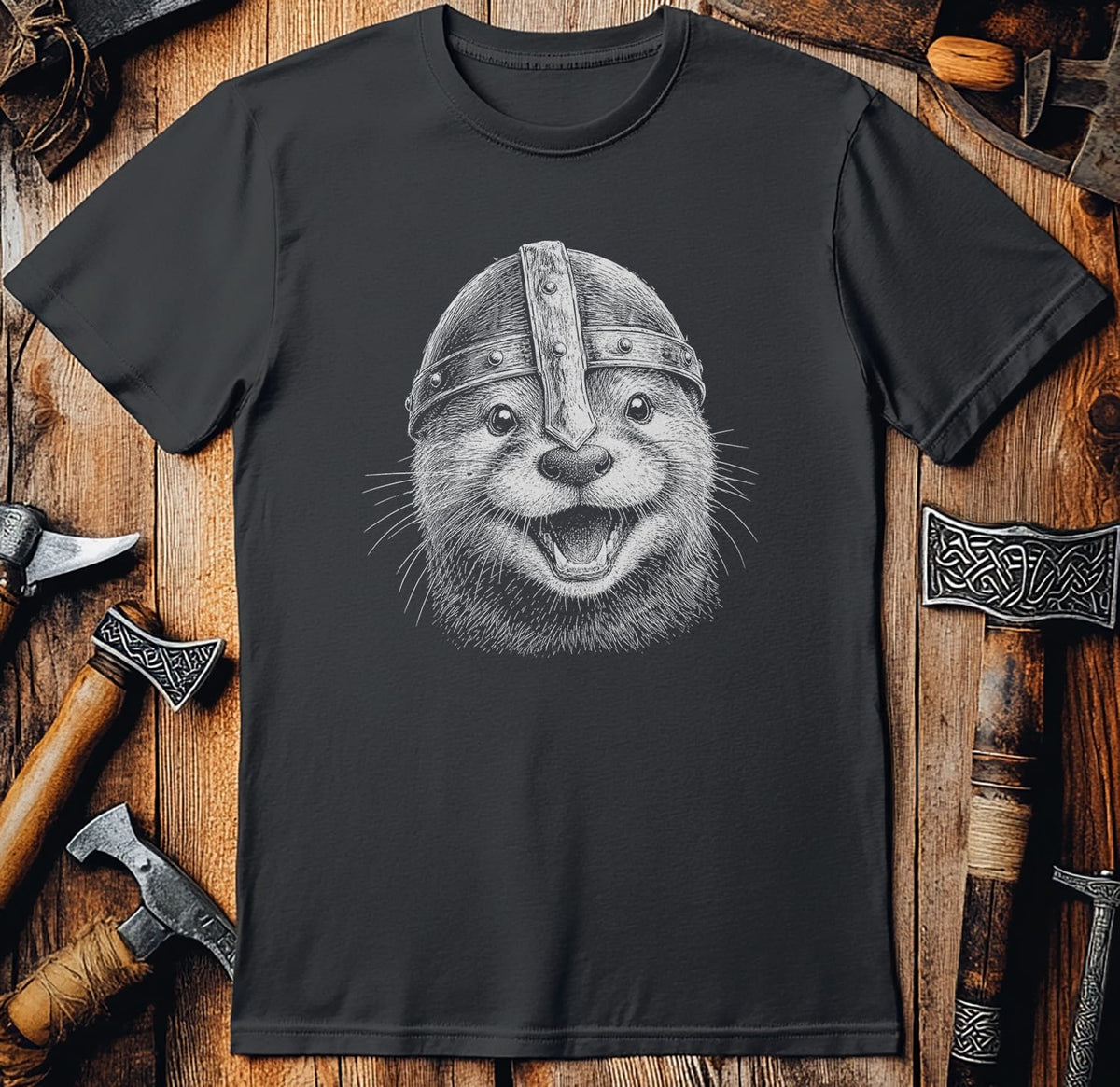 OTTER-VIKING-HEAD-044 T-Shirt US