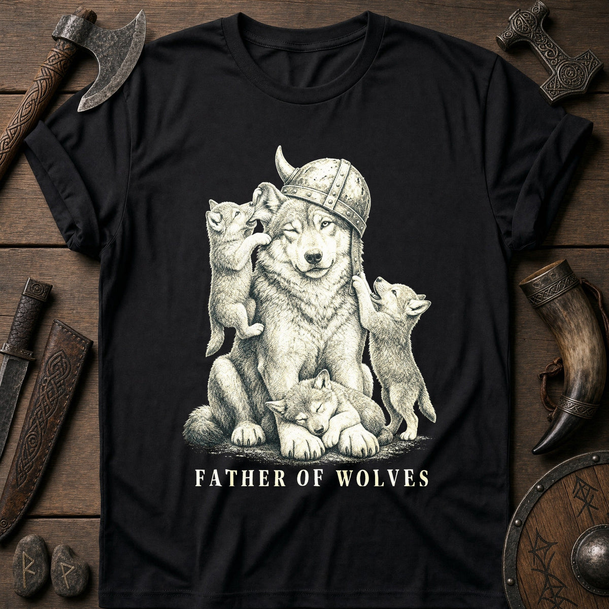 Father Of Wolves Viking T-Shirt US