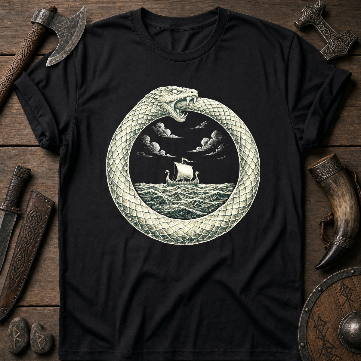 Jormungandr Circles The Sea Viking T-Shirt US