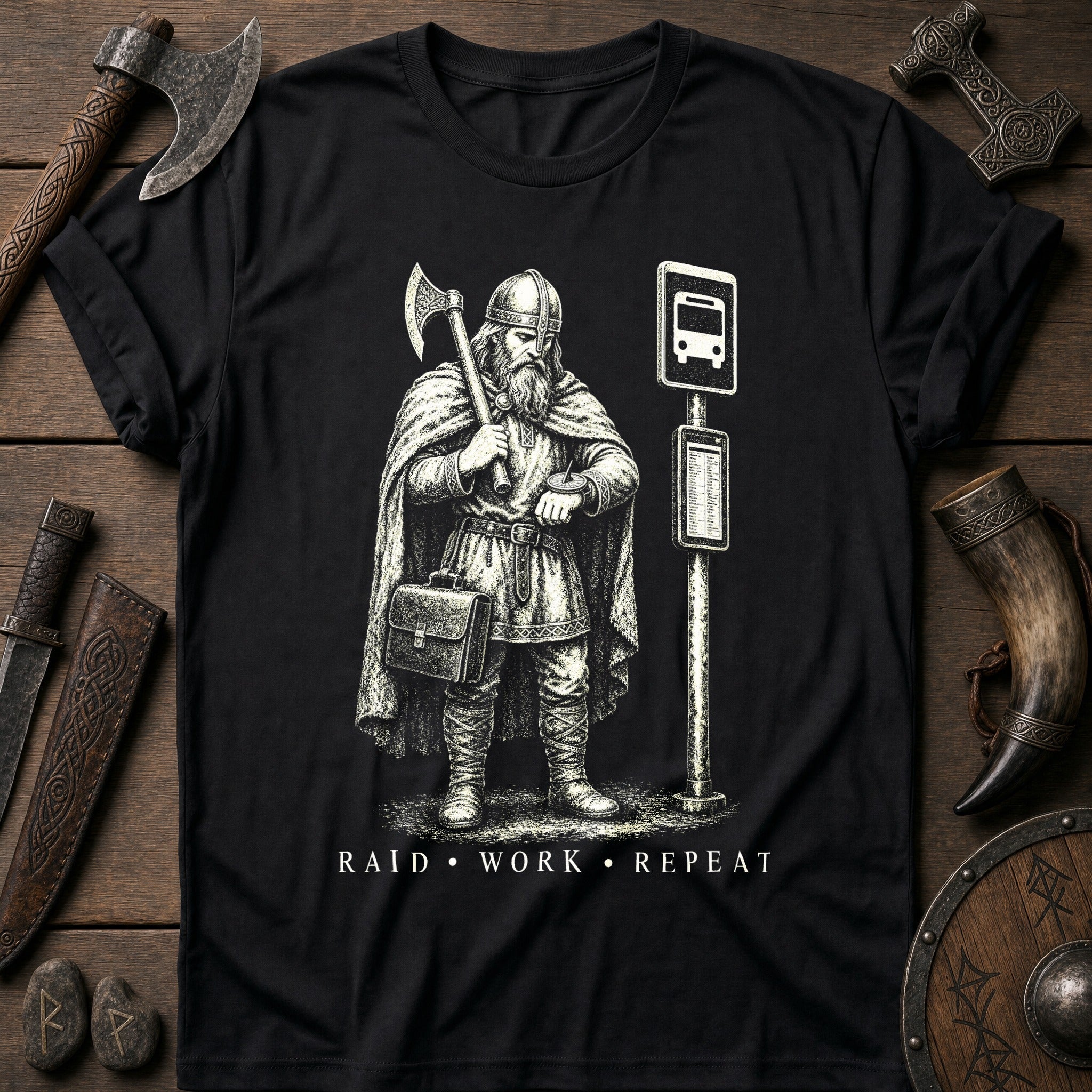 Raid · Work · Repeat Viking T-Shirt US