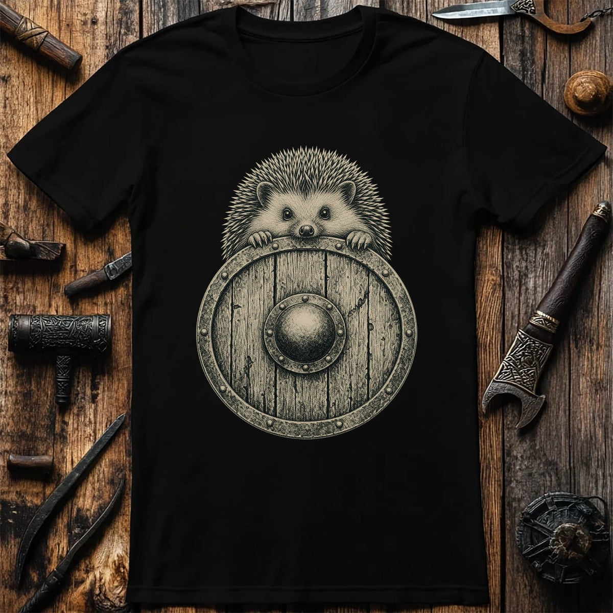 Hedgehog Shield Bearer Viking T-Shirt EU