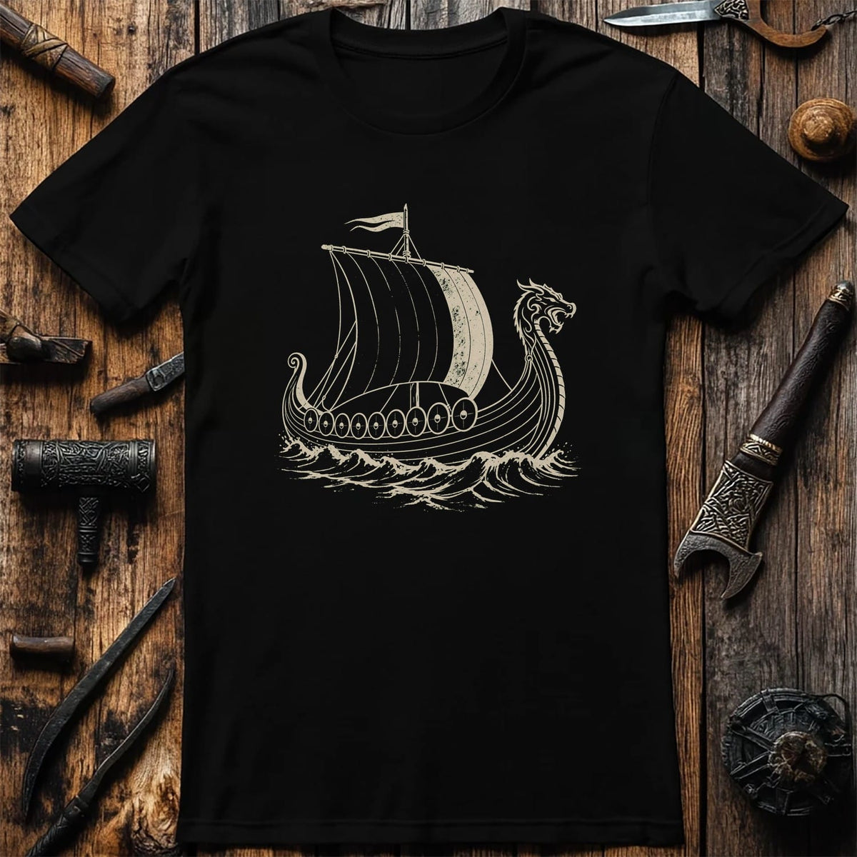 Longship Negative Space Viking T-Shirt EU