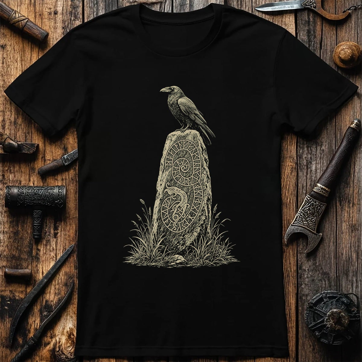 Raven On The Runestone Viking T-Shirt US