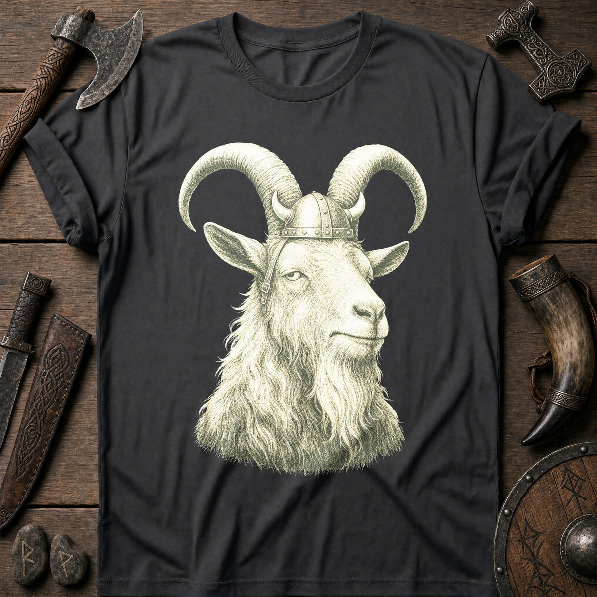 Goat Helm Between Horns Viking T-Shirt US