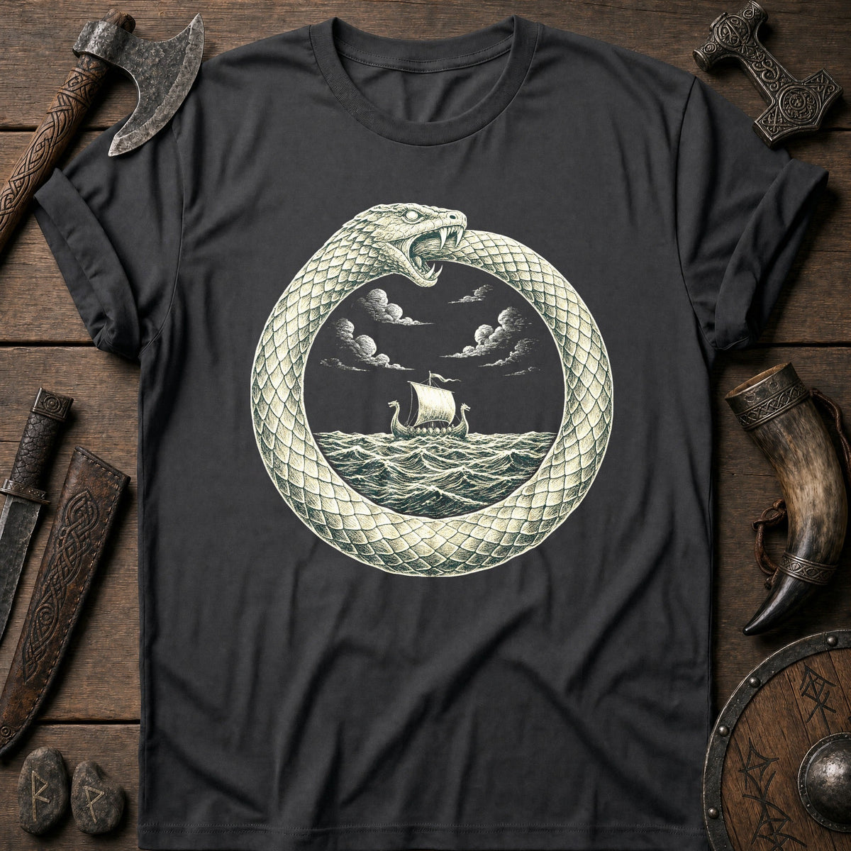 Jormungandr Circles The Sea Viking T-Shirt US