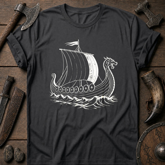 Longship Negative Space Viking T-Shirt US