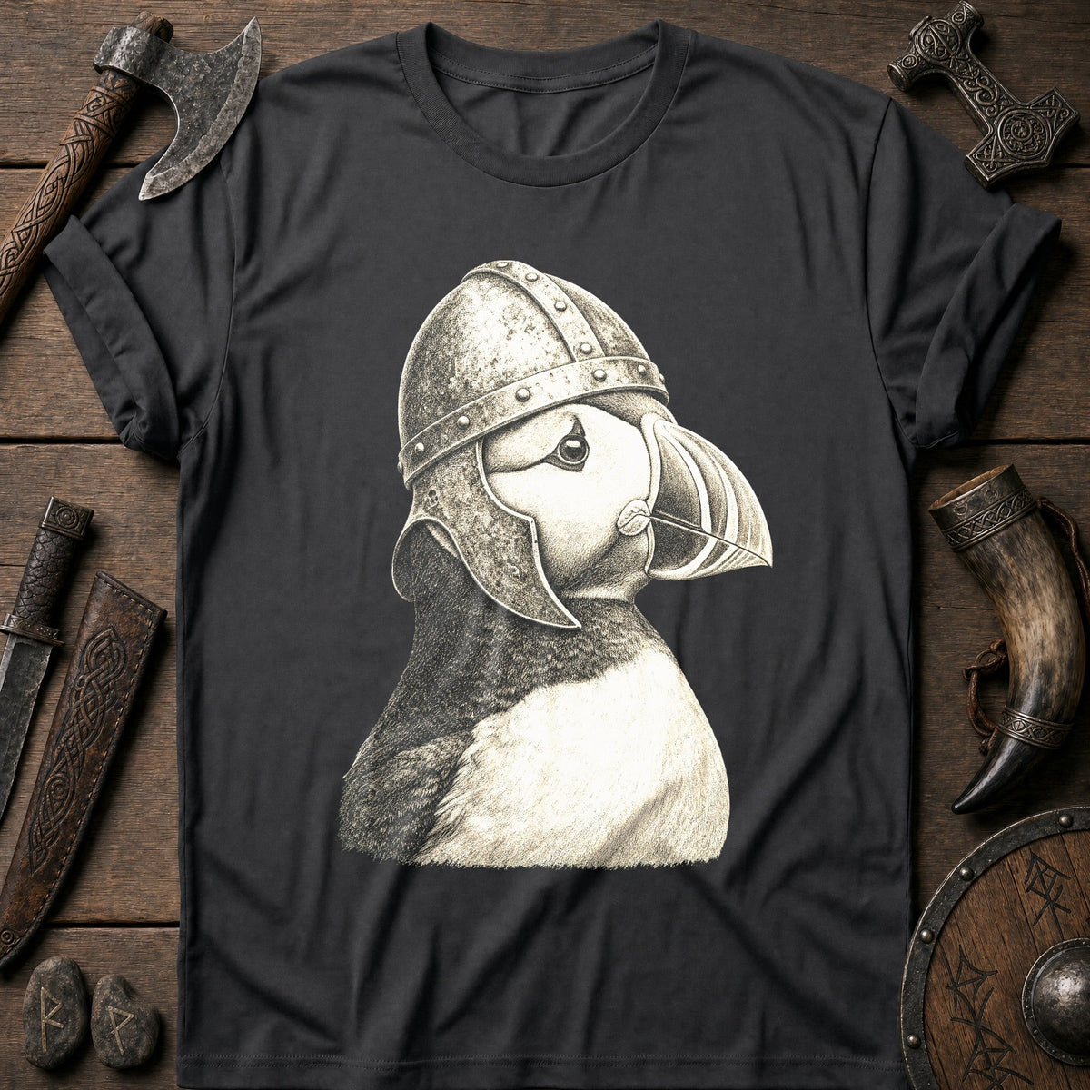 Puffin Raider Helm Viking T-Shirt US