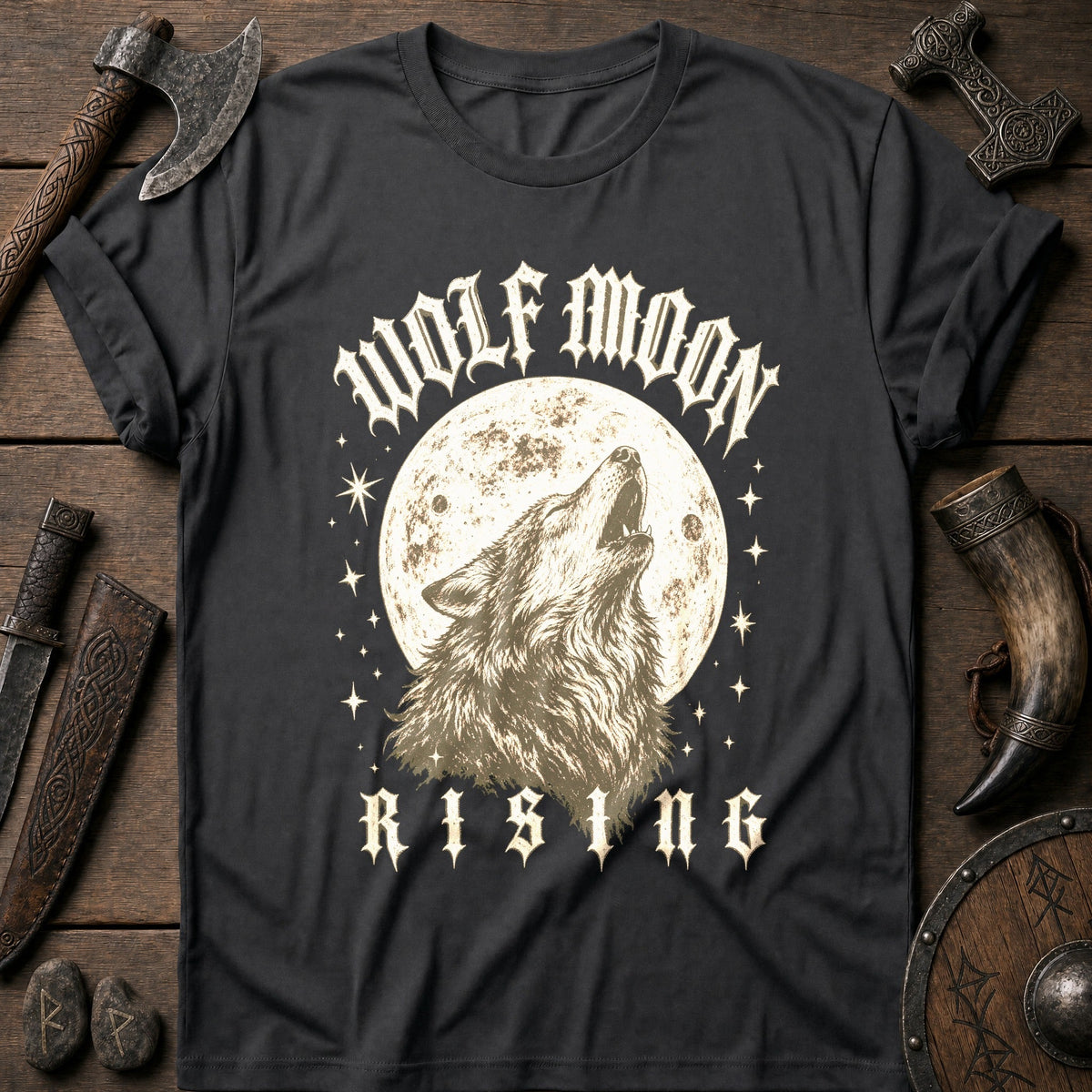 Wolf Moon Rising Viking T-Shirt US