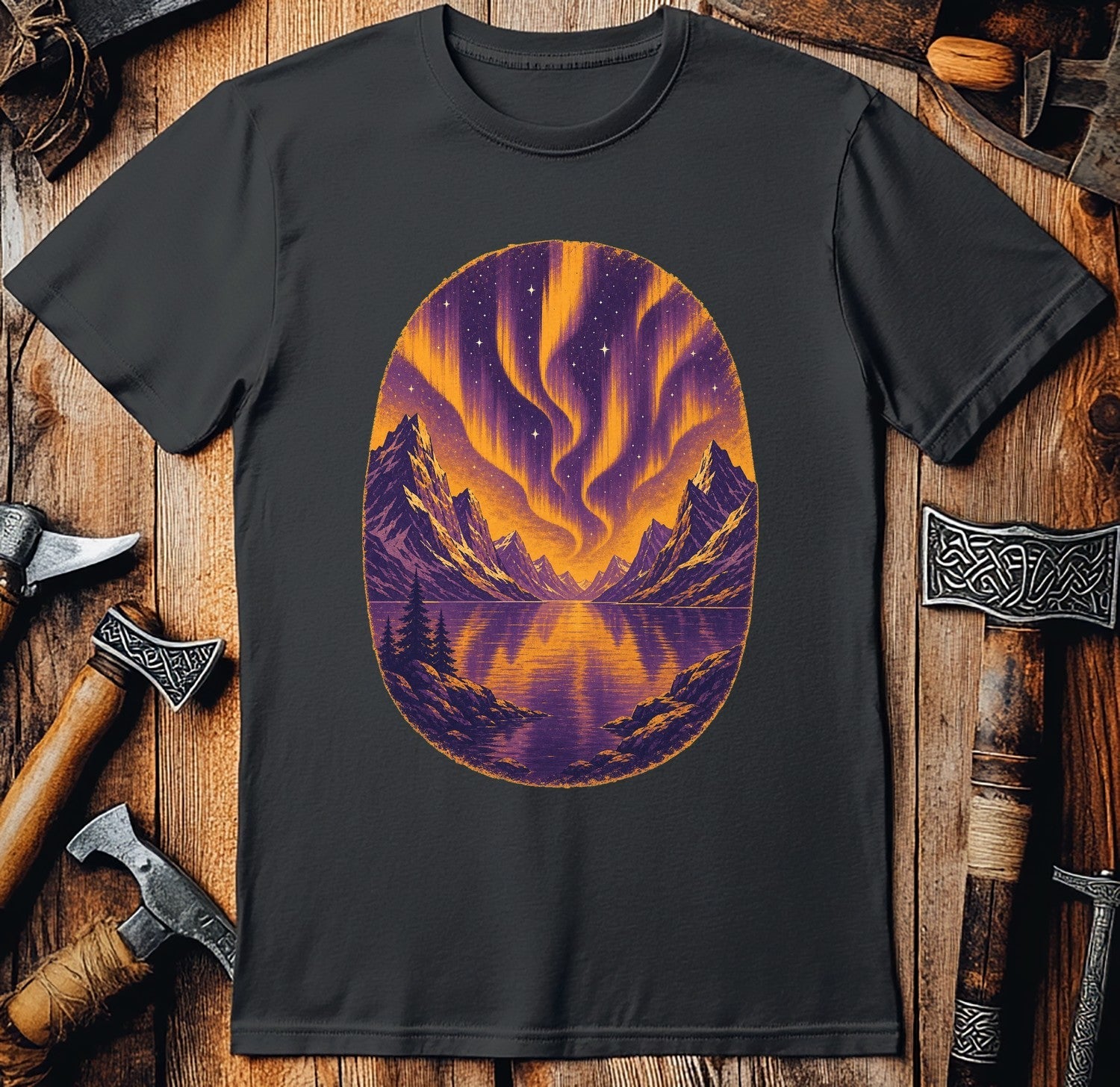 Fjord Aurora Viking T-Shirt US