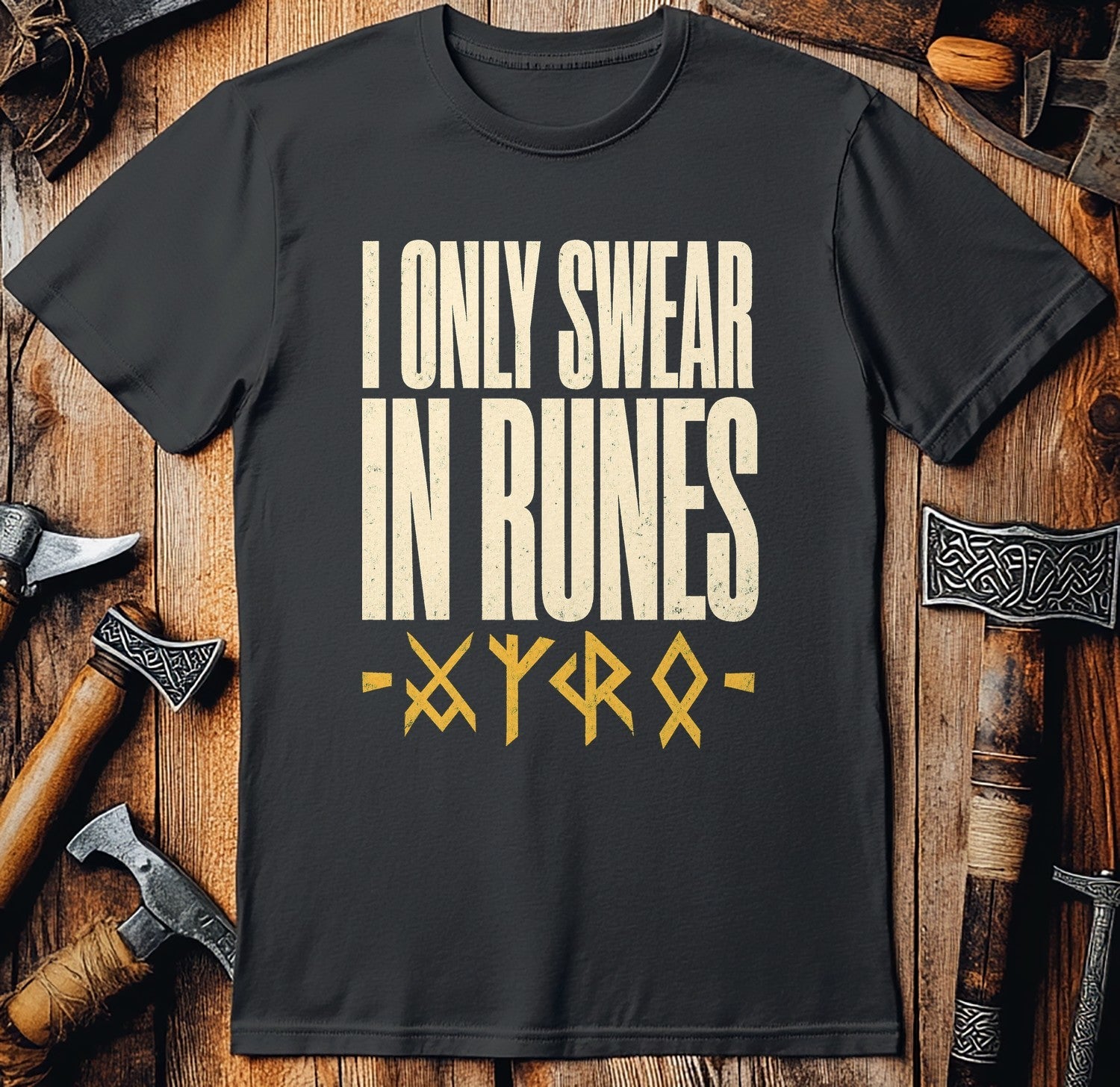 I Only Swear In Runes Viking T-Shirt US