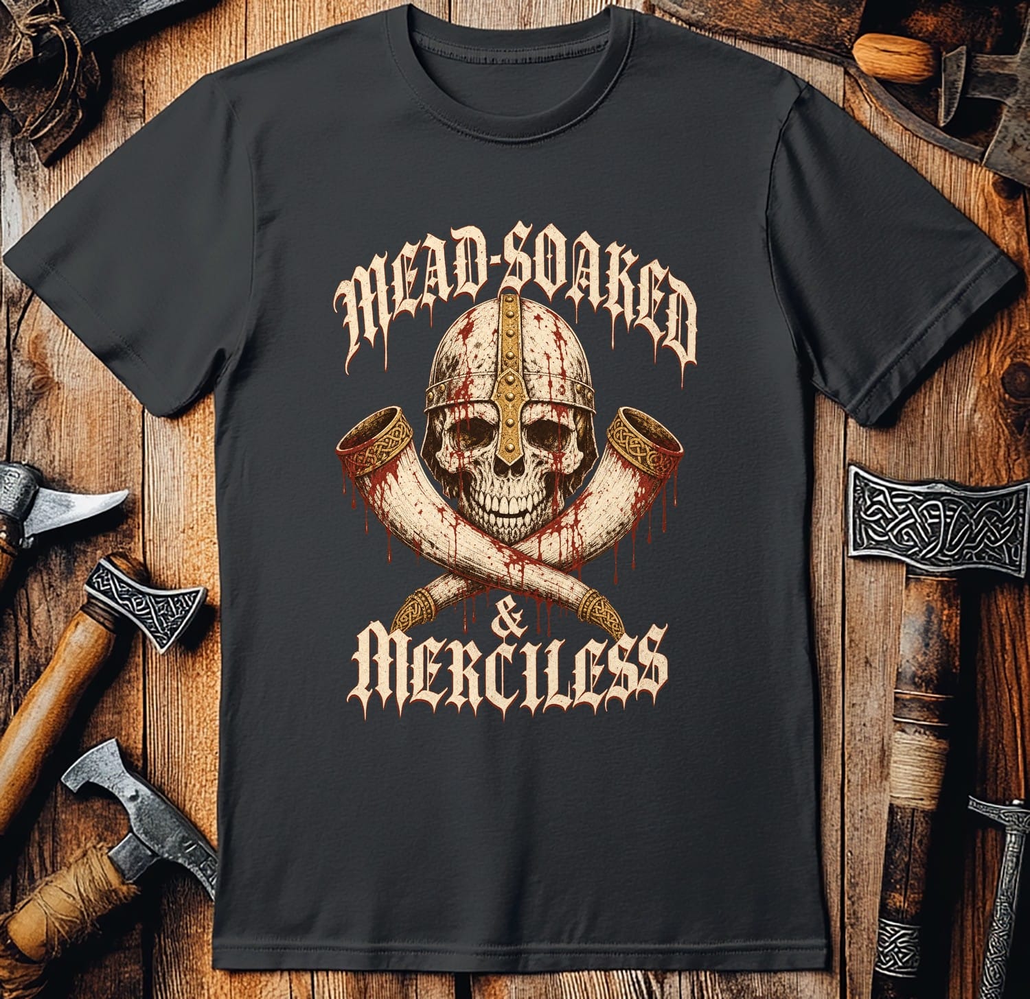 Mead-Soaked & Merciless Viking T-Shirt EU