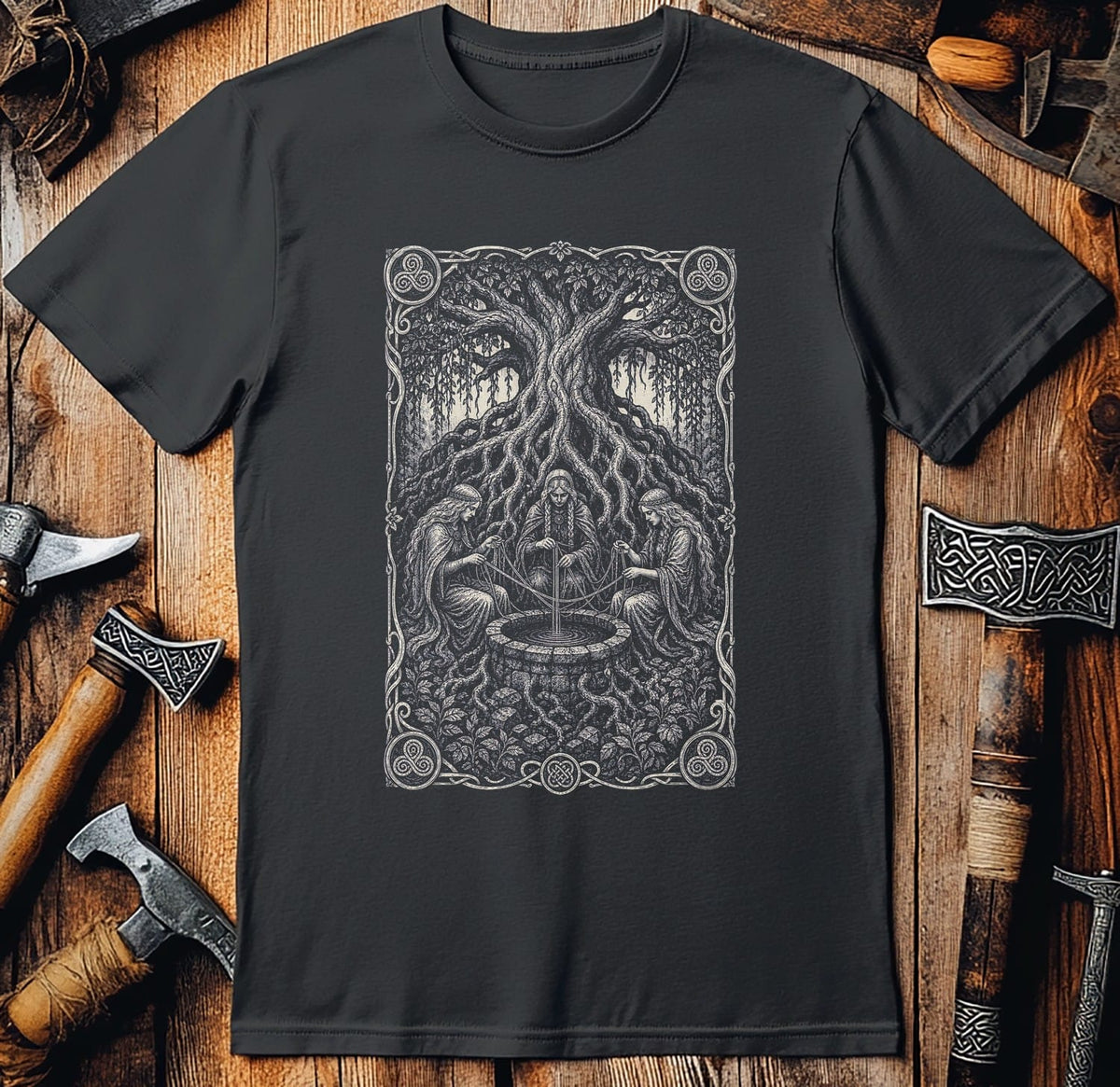 Norns Weaving Fate Viking T-Shirt EU