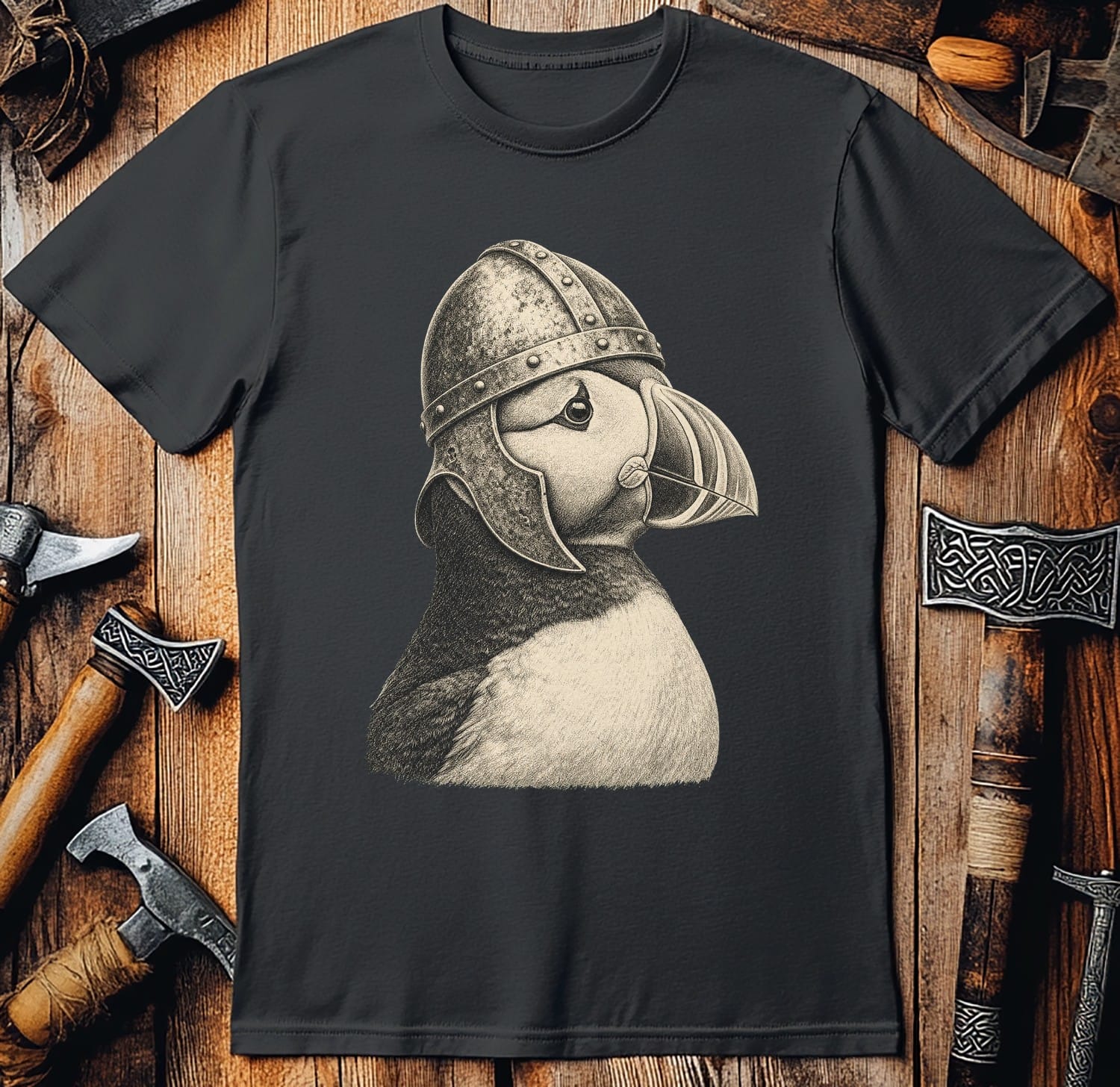 Puffin Raider Helm Viking T-Shirt US