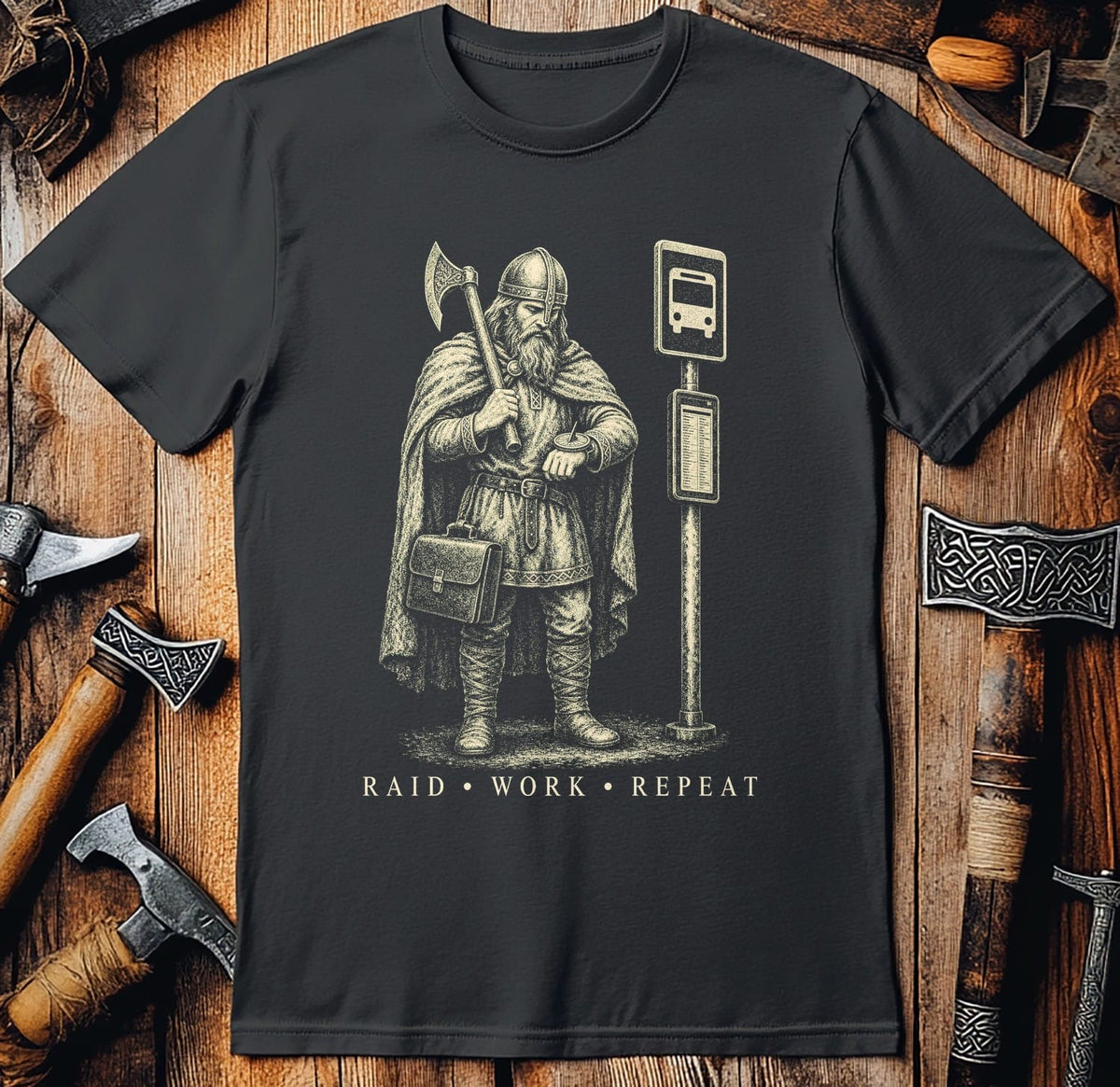 Raid · Work · Repeat Viking T-Shirt EU
