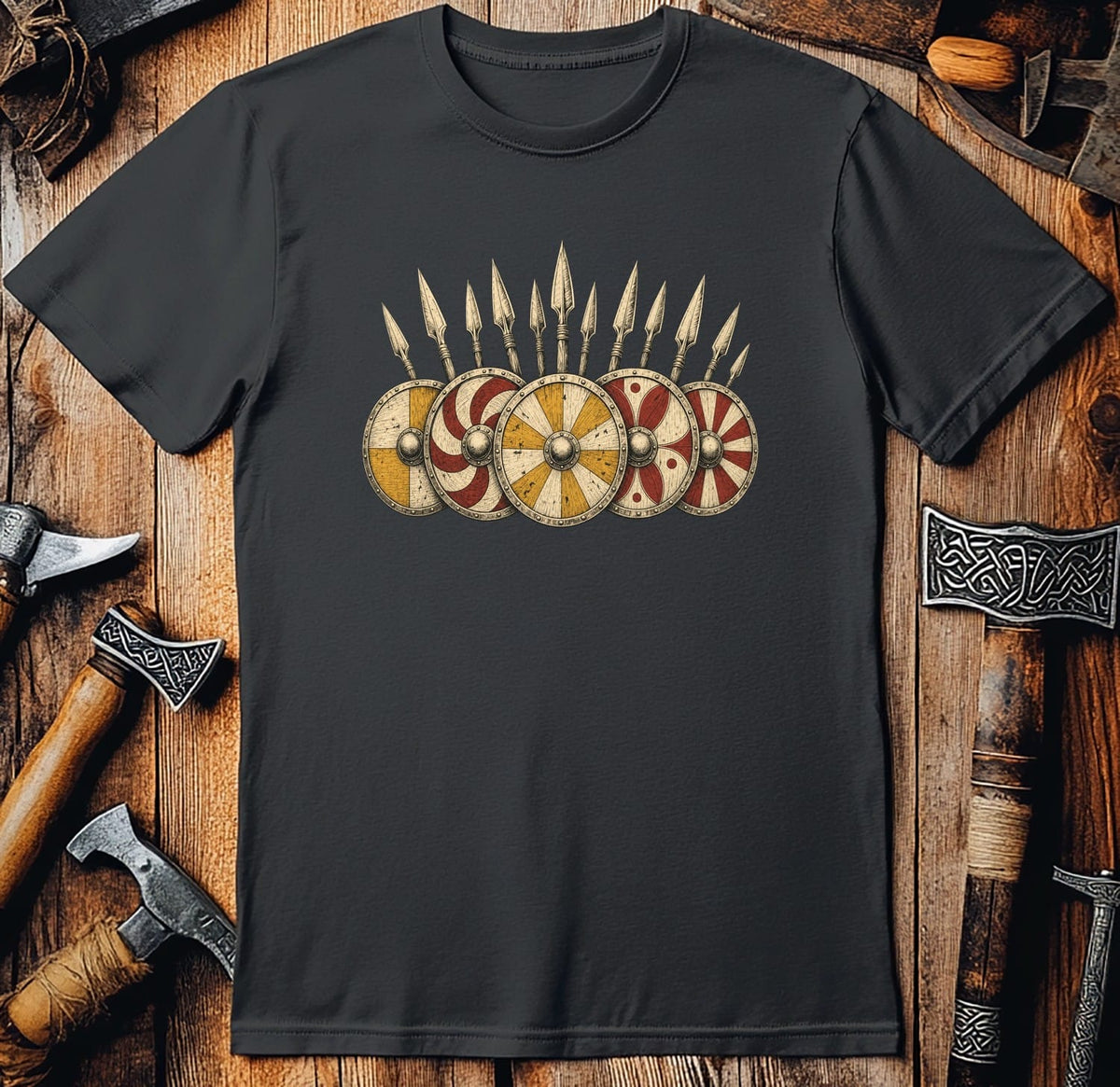Shield Wall Pattern Band Viking T-Shirt US