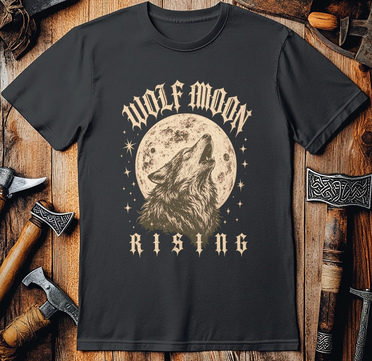Wolf Moon Rising Viking T-Shirt EU