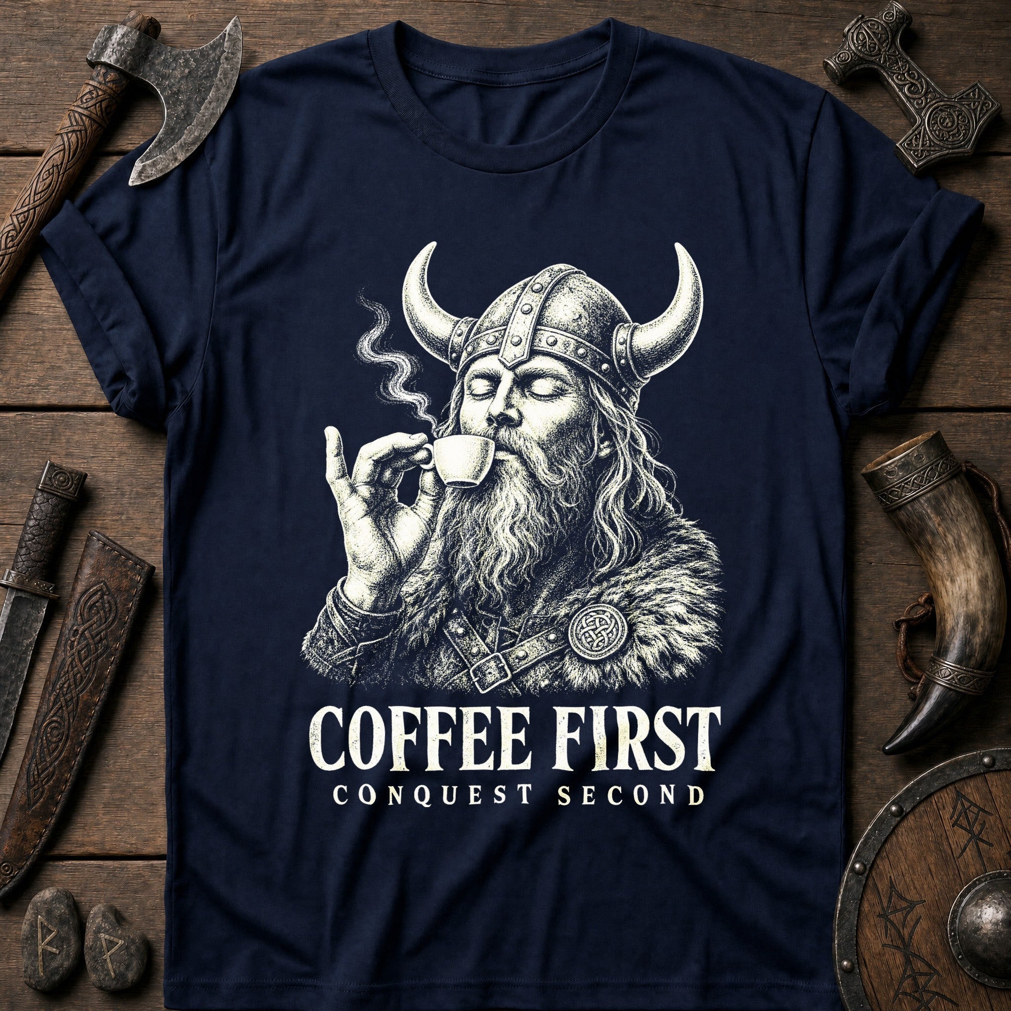 Coffee First Conquest Second Viking T-Shirt US
