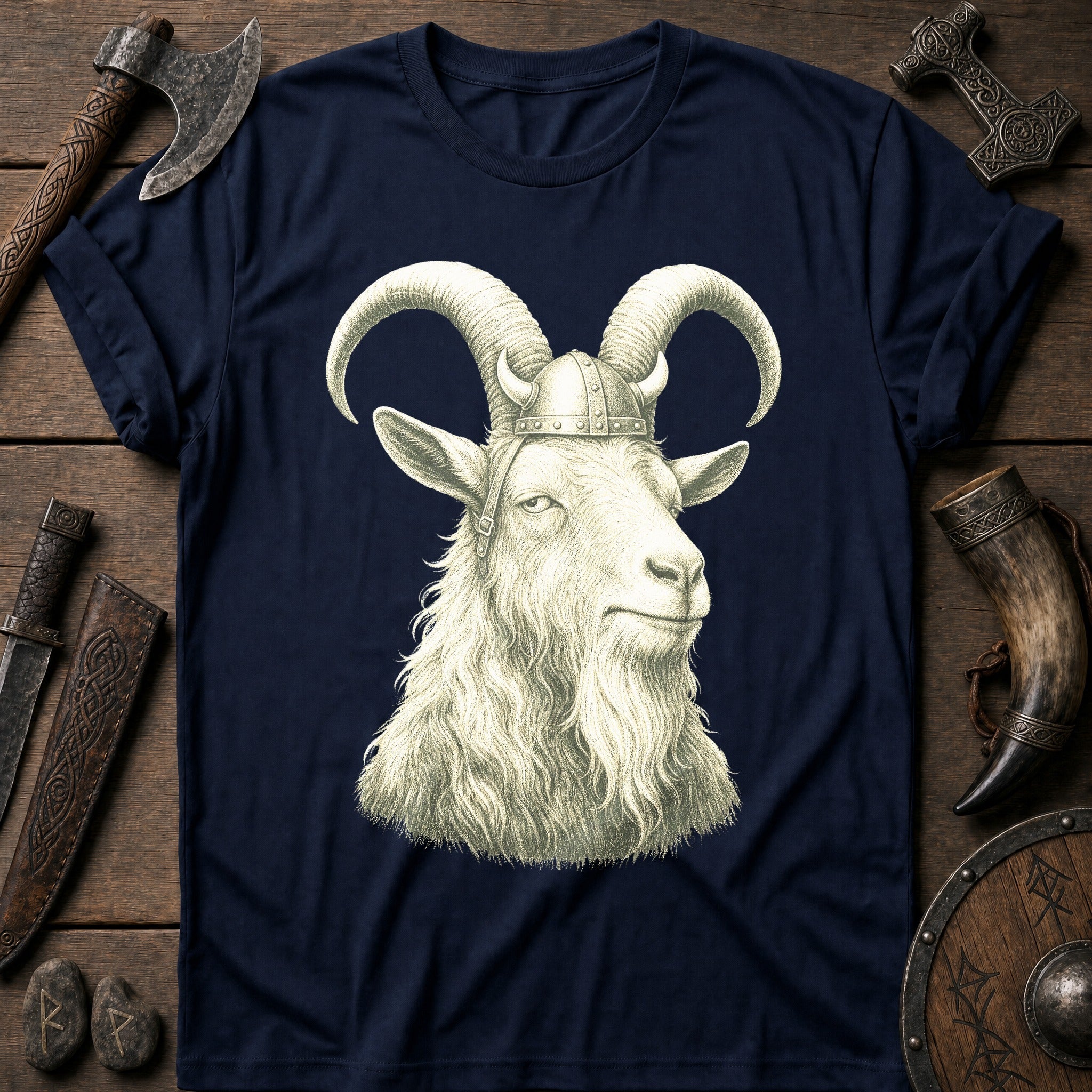 Goat Helm Between Horns Viking T-Shirt US
