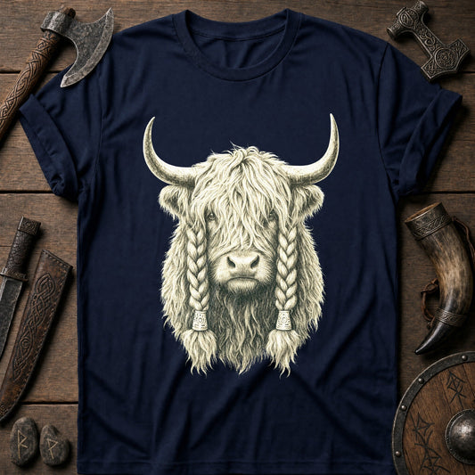 Highland Cow War Braids Viking T-Shirt US