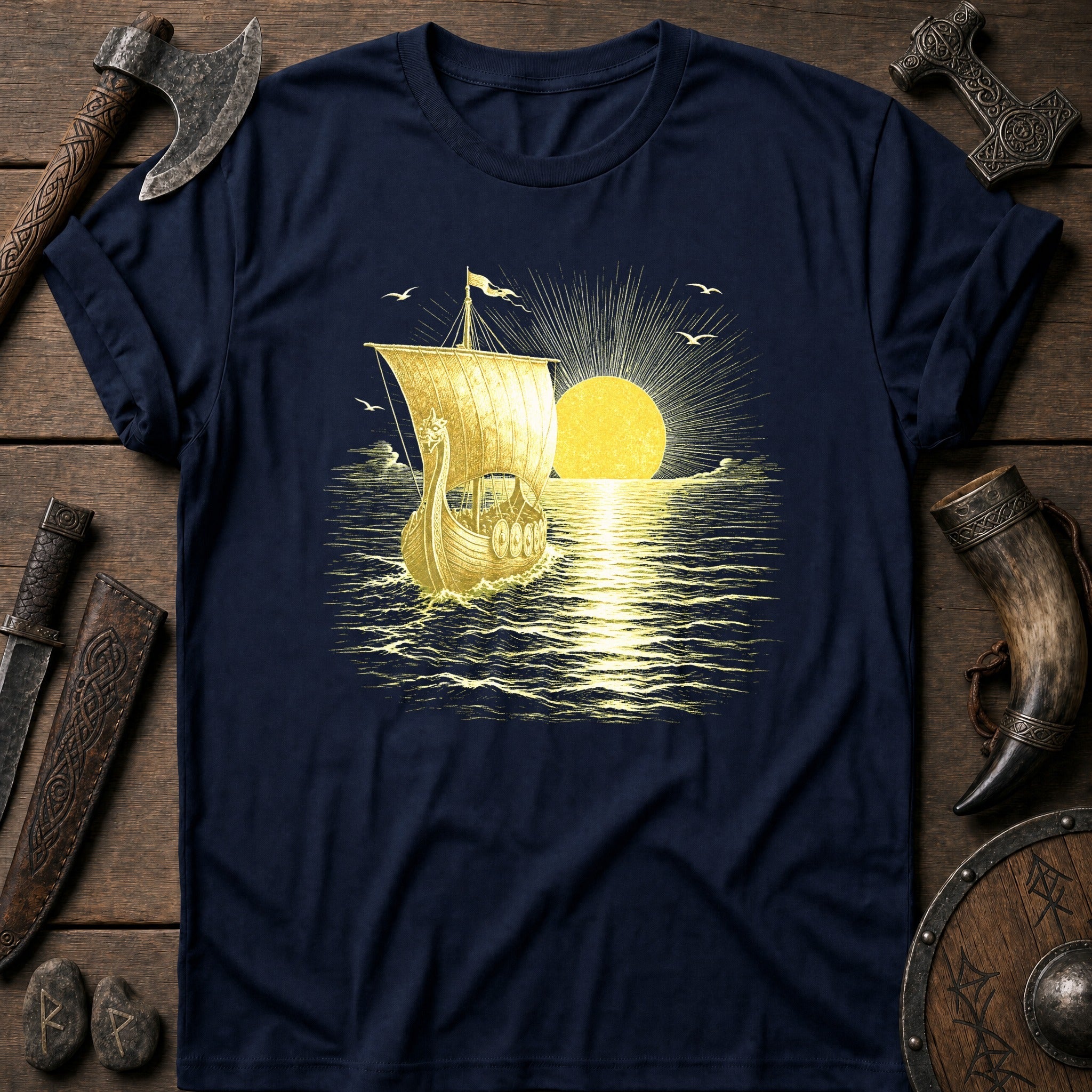 Midnight Sun Voyage Viking T-Shirt US