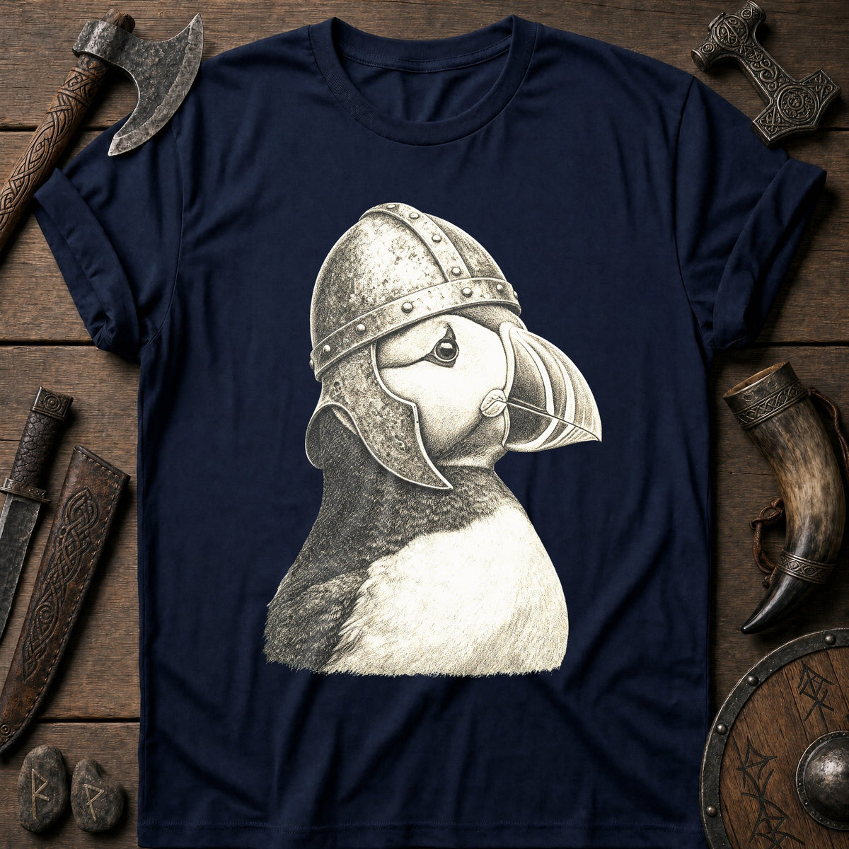 Puffin Raider Helm Viking T-Shirt US