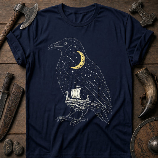 Raven Filled With Night Sky Viking T-Shirt US