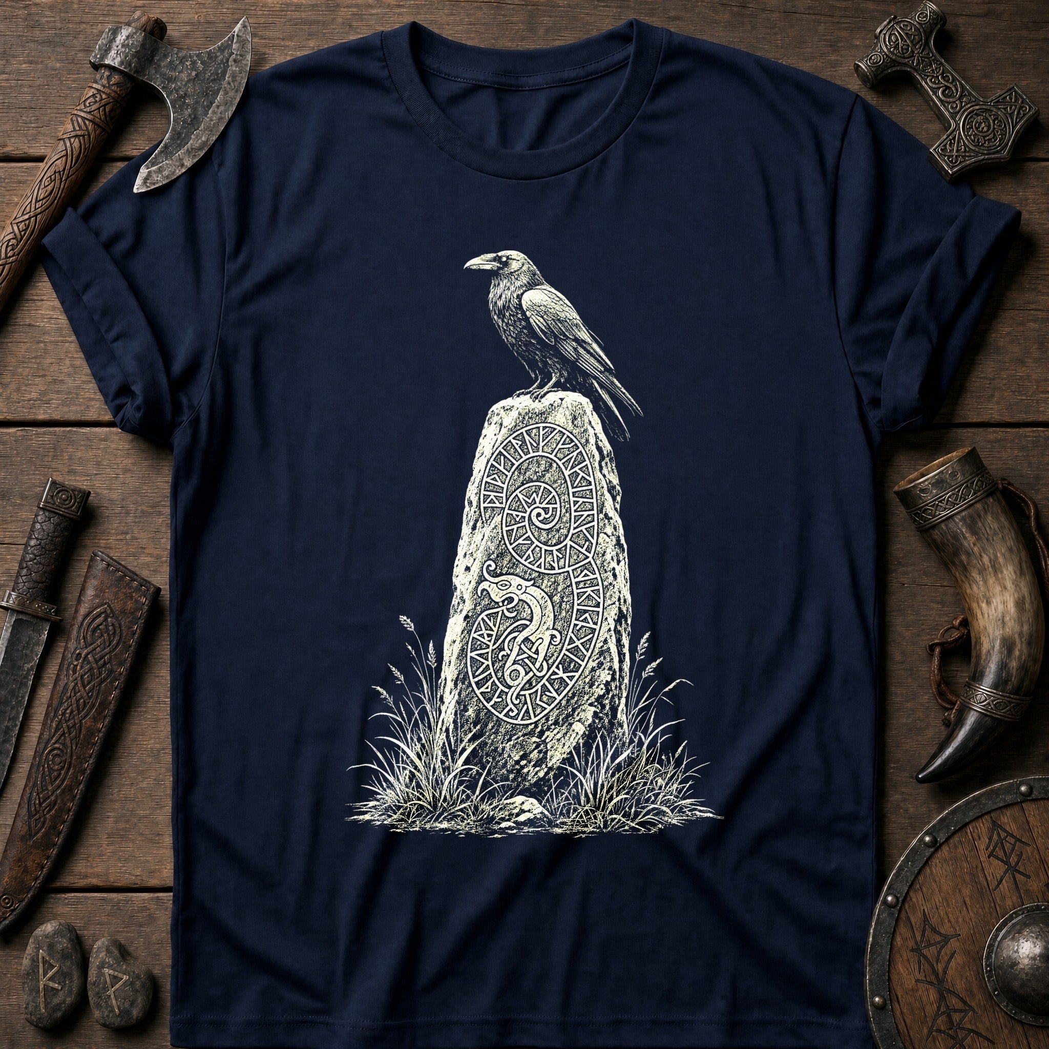 Raven On The Runestone Viking T-Shirt US