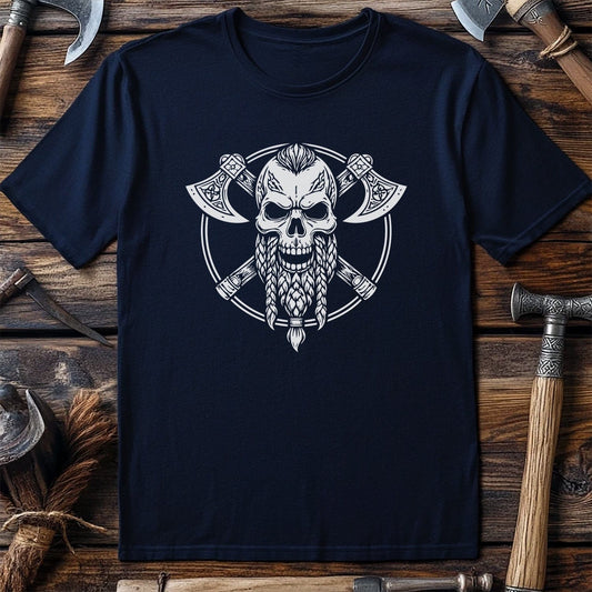 Viking Skull Crossed Axes 028 T Shirt US