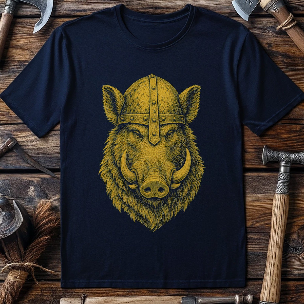 Boar In Iron Helm Viking T-Shirt US