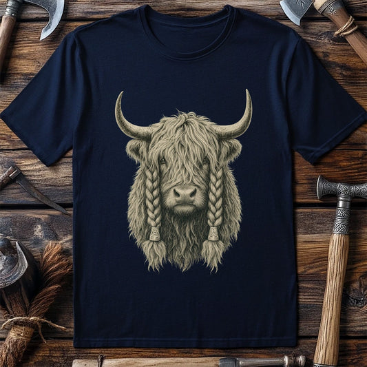 Highland Cow War Braids Viking T-Shirt US