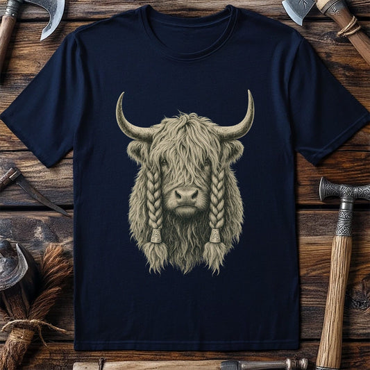 Highland Cow War Braids Viking T-Shirt EU