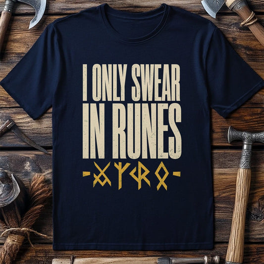 I Only Swear In Runes Viking T-Shirt EU