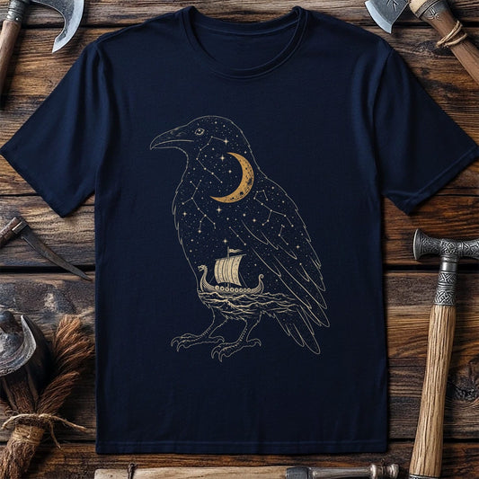 Raven Filled With Night Sky Viking T-Shirt US