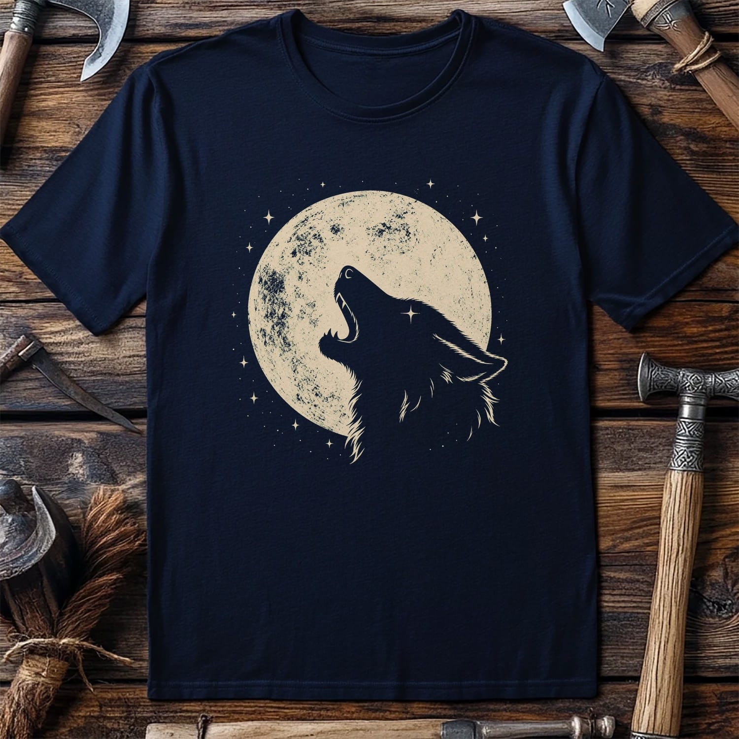 Wolf Swallows The Moon Viking T-Shirt US