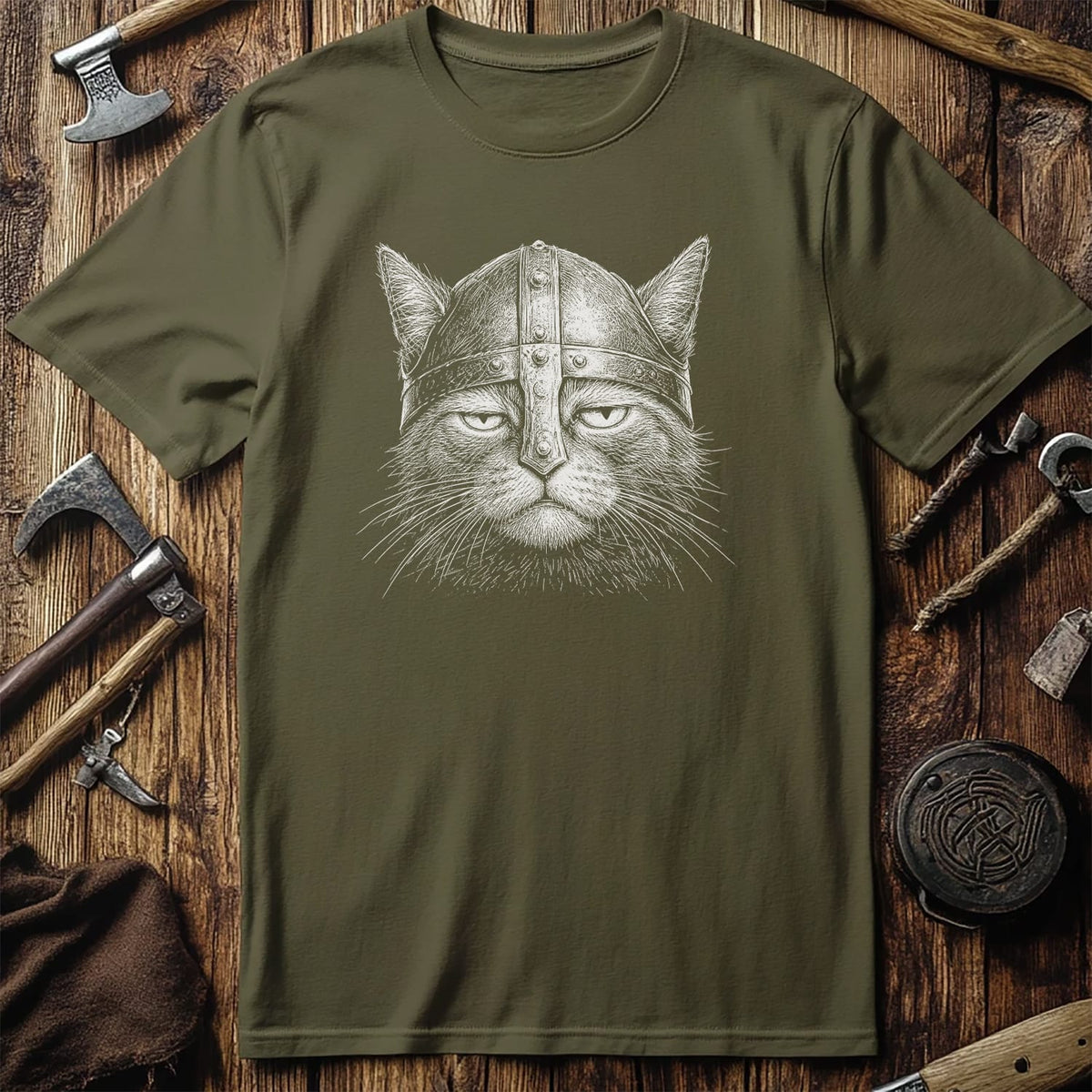 CAT-VIKING-HEAD-044 T-Shirt US