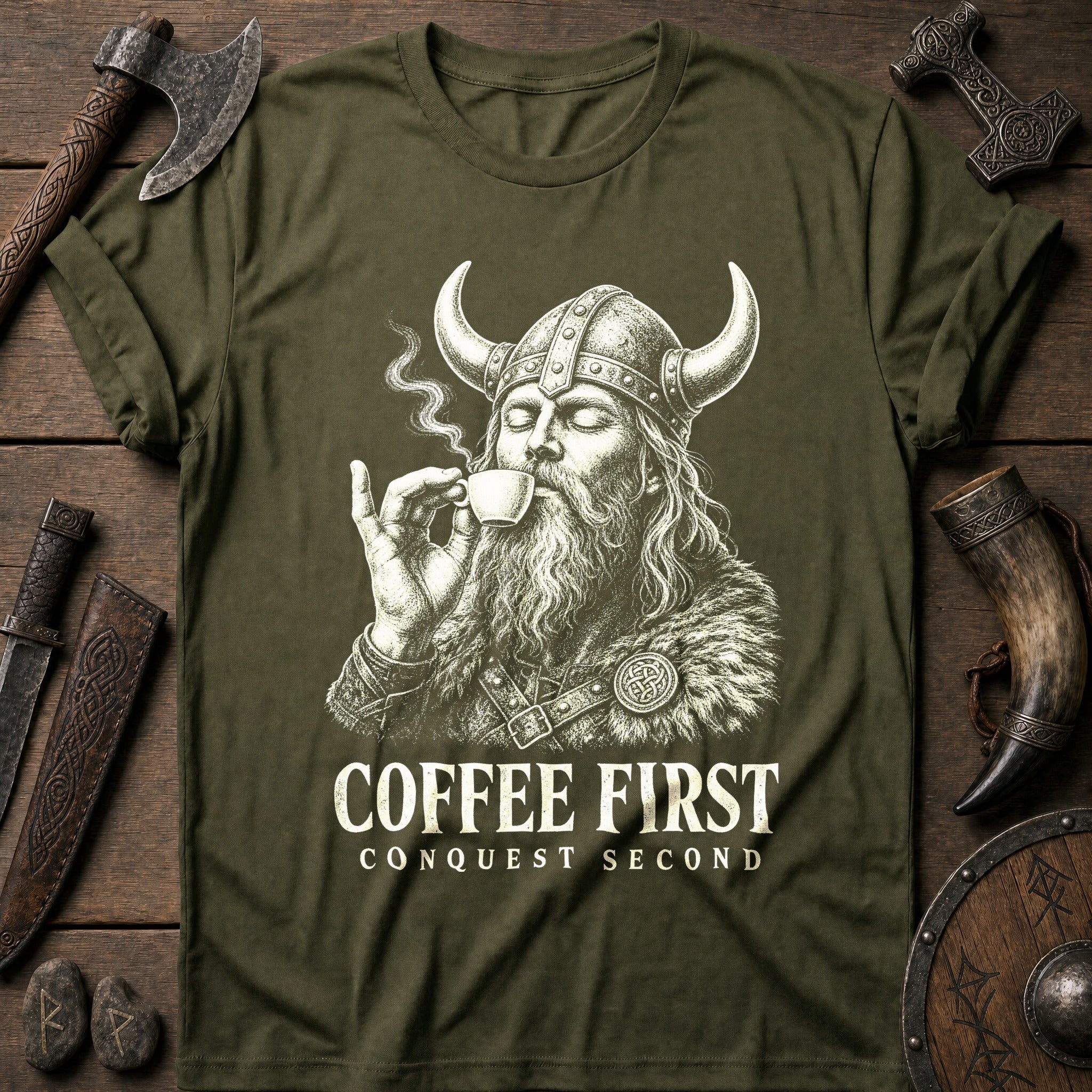 Coffee First Conquest Second Viking T-Shirt US